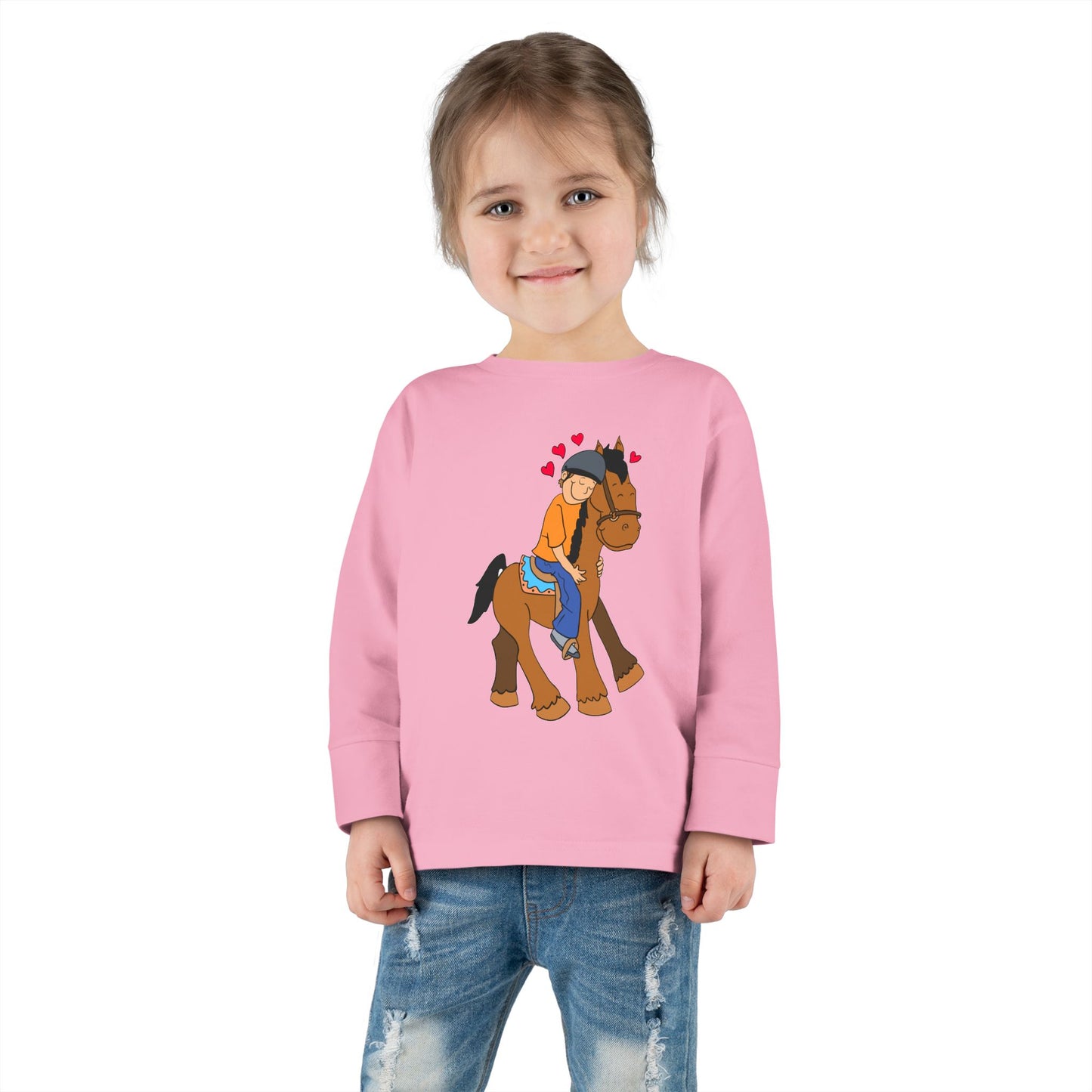 Girl Riding Horse Toddler Long Sleeve Tee | Kids Equestrian Shirt