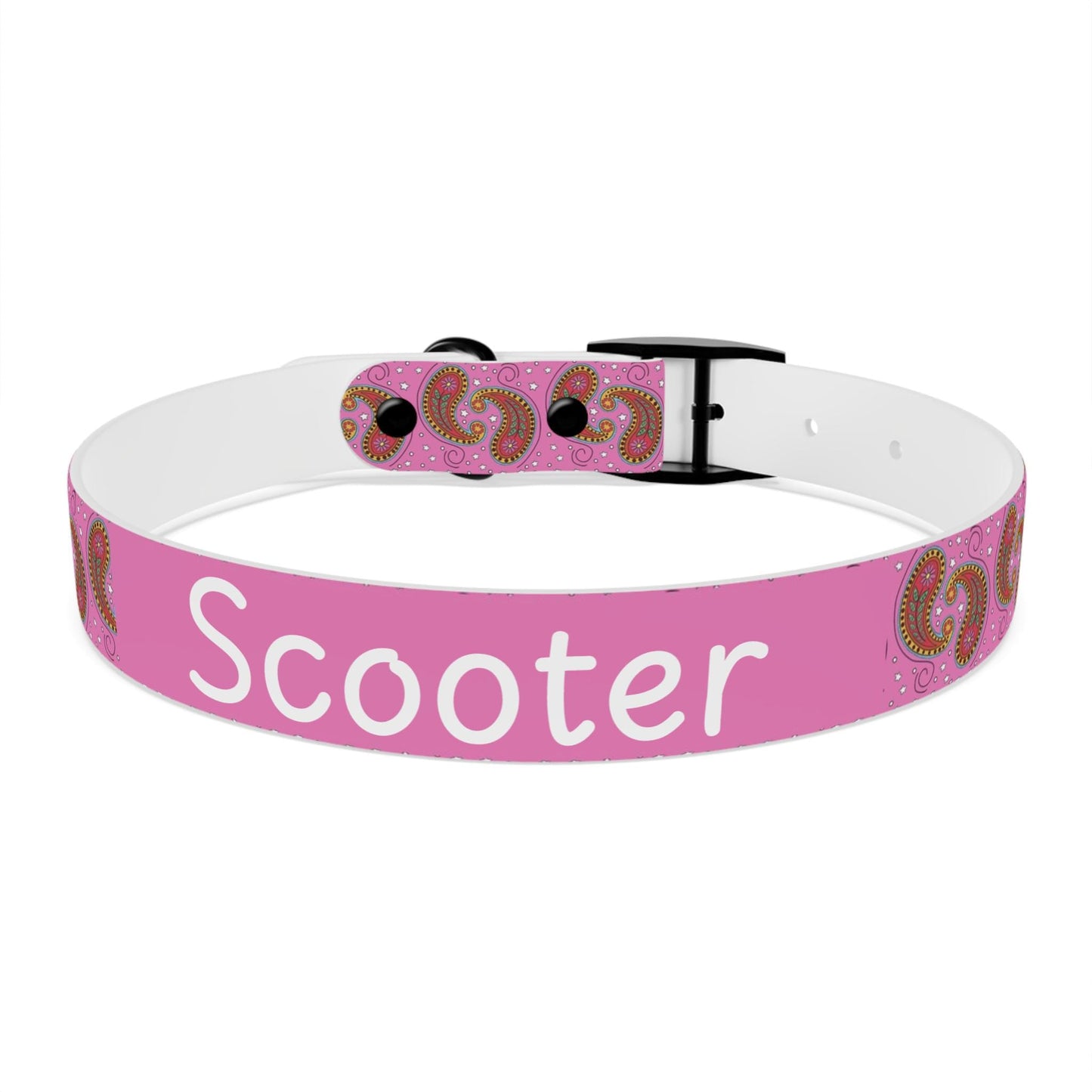 Dog Collar Pink Paisley Personalize with your dog's name