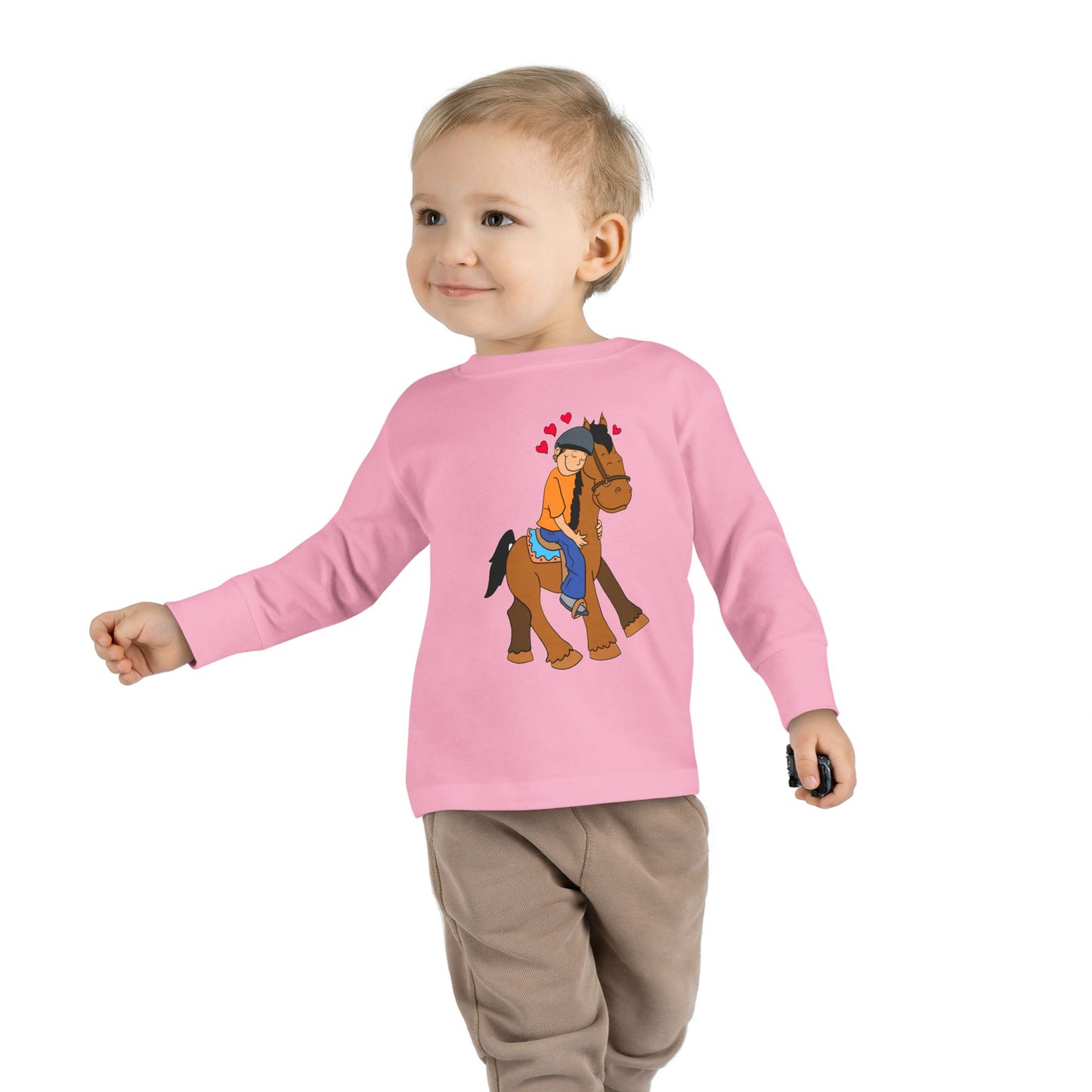 Girl Riding Horse Toddler Long Sleeve Tee | Kids Equestrian Shirt