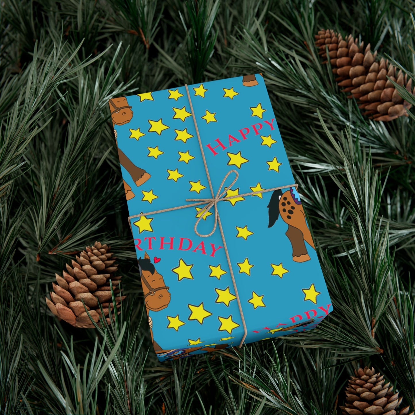 Cowboy Birthday Pattern Gift Wrap Paper | Western Stars Wrapping Paper