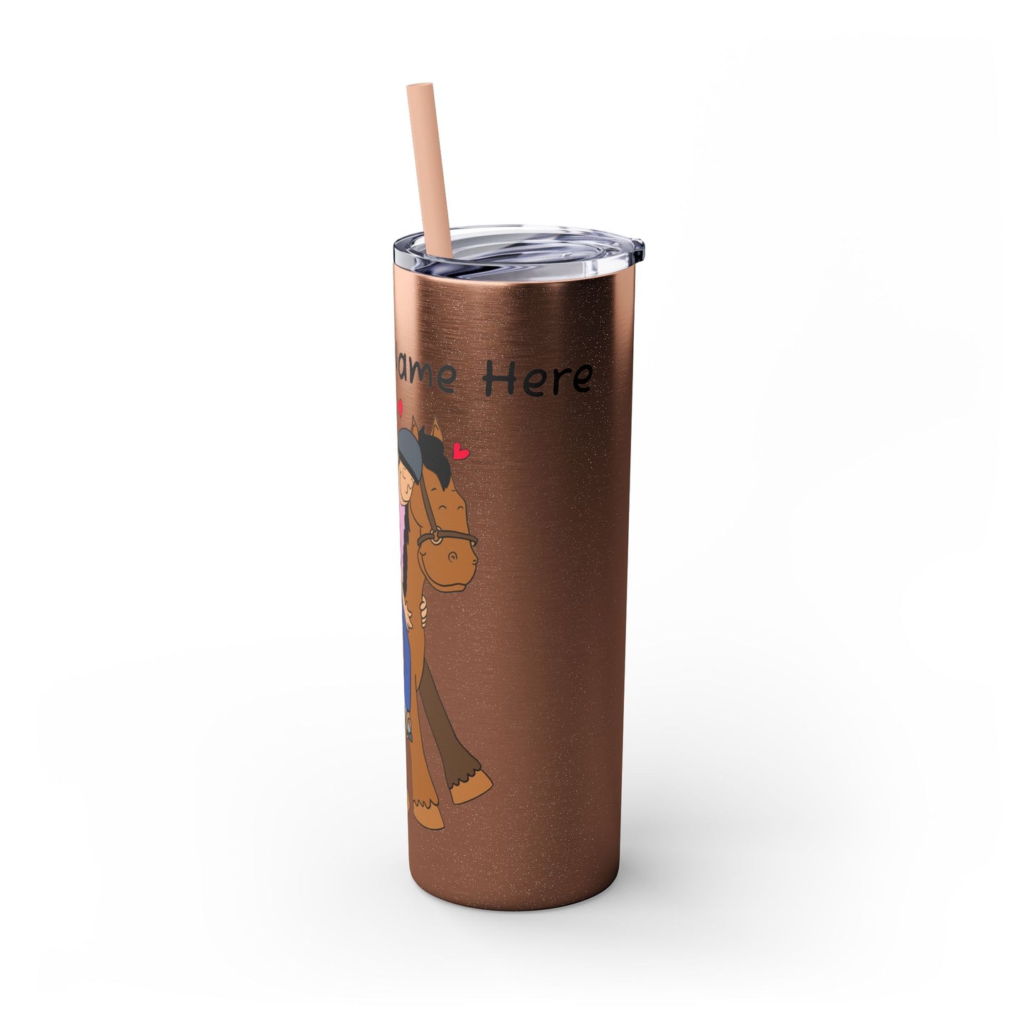 Girl Riding Horse Skinny Tumbler | 20oz Straw Travel Cup