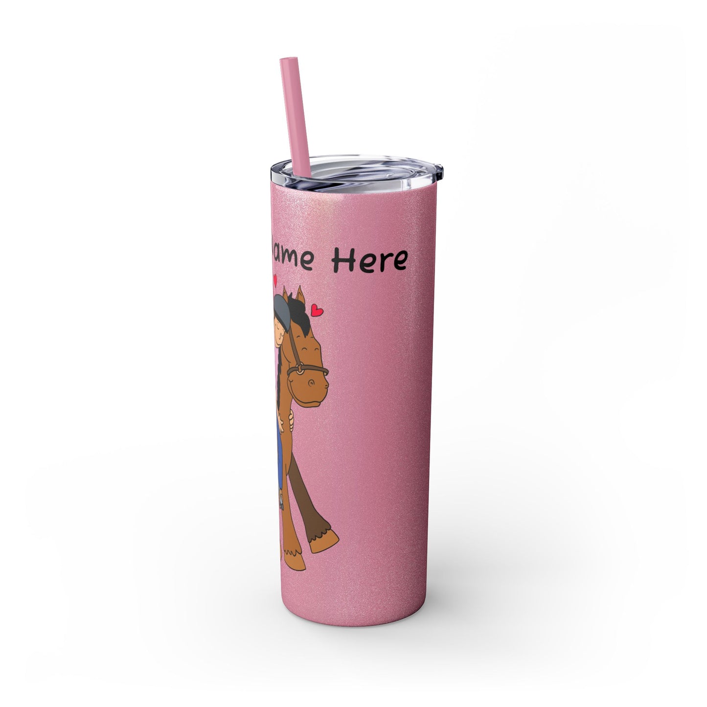 Girl Riding Horse Skinny Tumbler | 20oz Straw Travel Cup