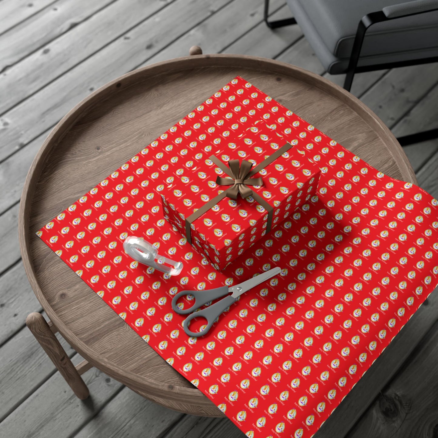 Terrier Dog Faces Gift Wrap | Birthday Wrapping Paper, Red Dog Pattern