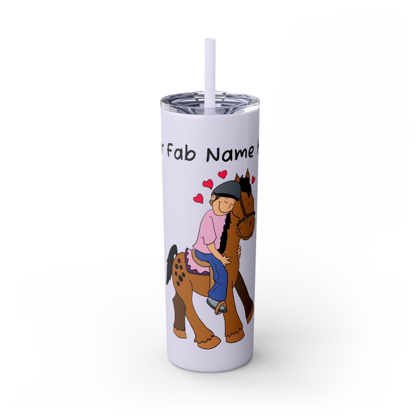Girl Riding Horse Skinny Tumbler | 20oz Straw Travel Cup