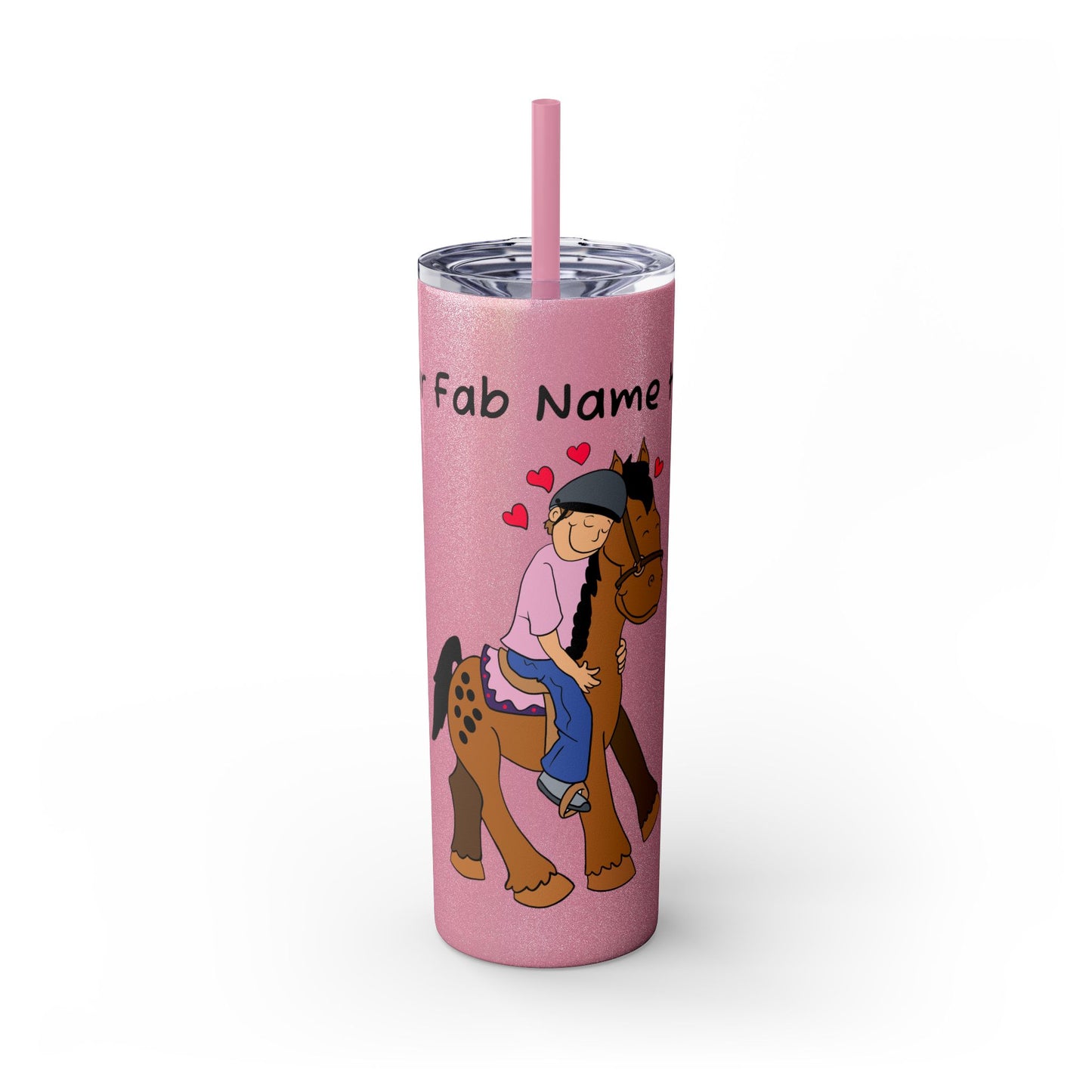 Girl Riding Horse Skinny Tumbler | 20oz Straw Travel Cup