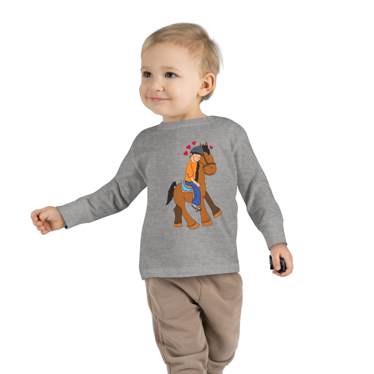 Girl Riding Horse Toddler Long Sleeve Tee | Kids Equestrian Shirt