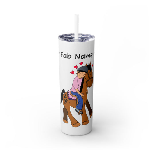 Girl Riding Horse Skinny Tumbler | 20oz Straw Travel Cup