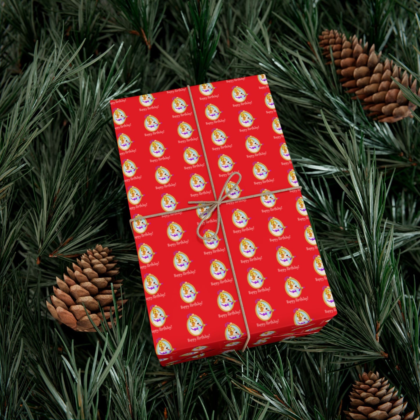 Terrier Dog Faces Gift Wrap | Birthday Wrapping Paper, Red Dog Pattern
