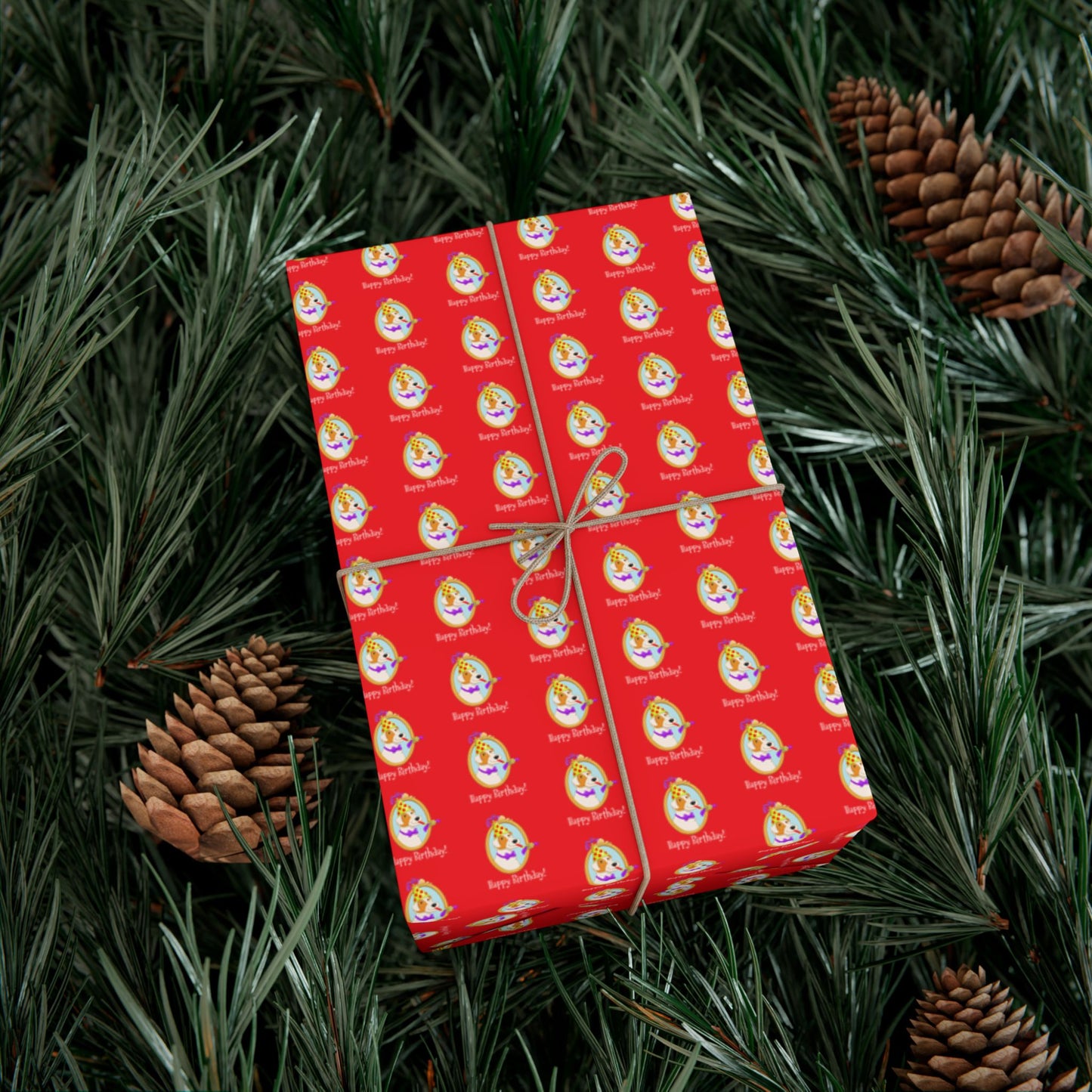 Terrier Dog Faces Gift Wrap | Birthday Wrapping Paper, Red Dog Pattern