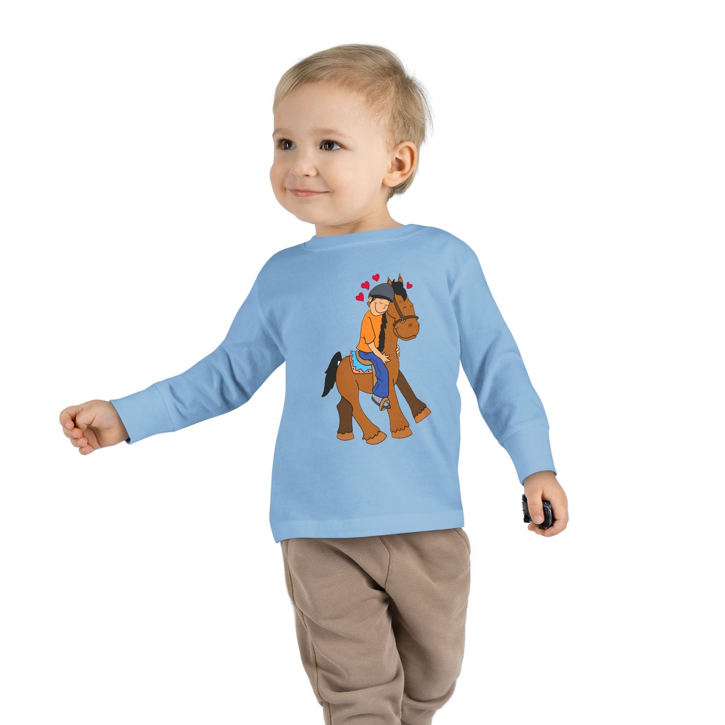 Girl Riding Horse Toddler Long Sleeve Tee | Kids Equestrian Shirt