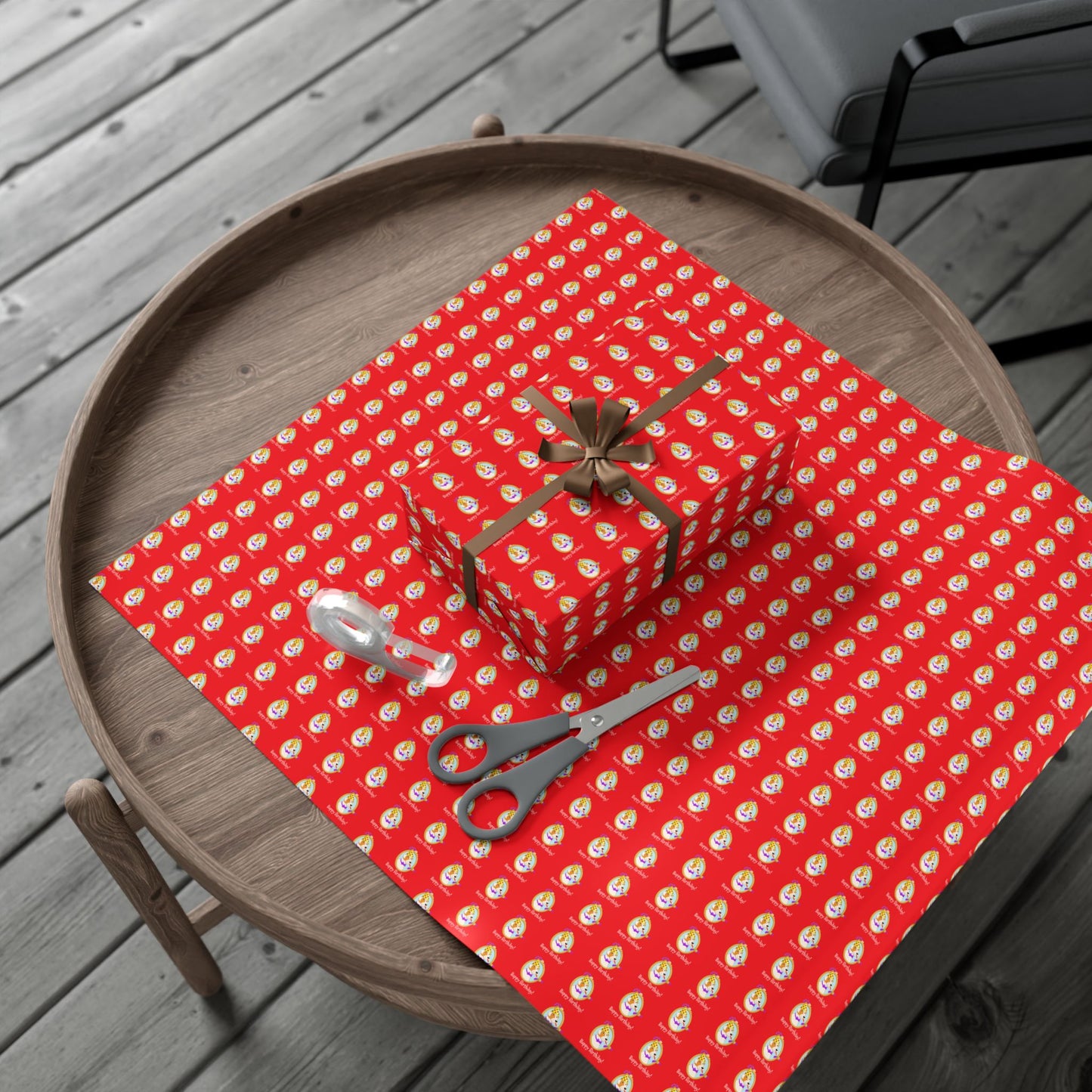 Terrier Dog Faces Gift Wrap | Birthday Wrapping Paper, Red Dog Pattern