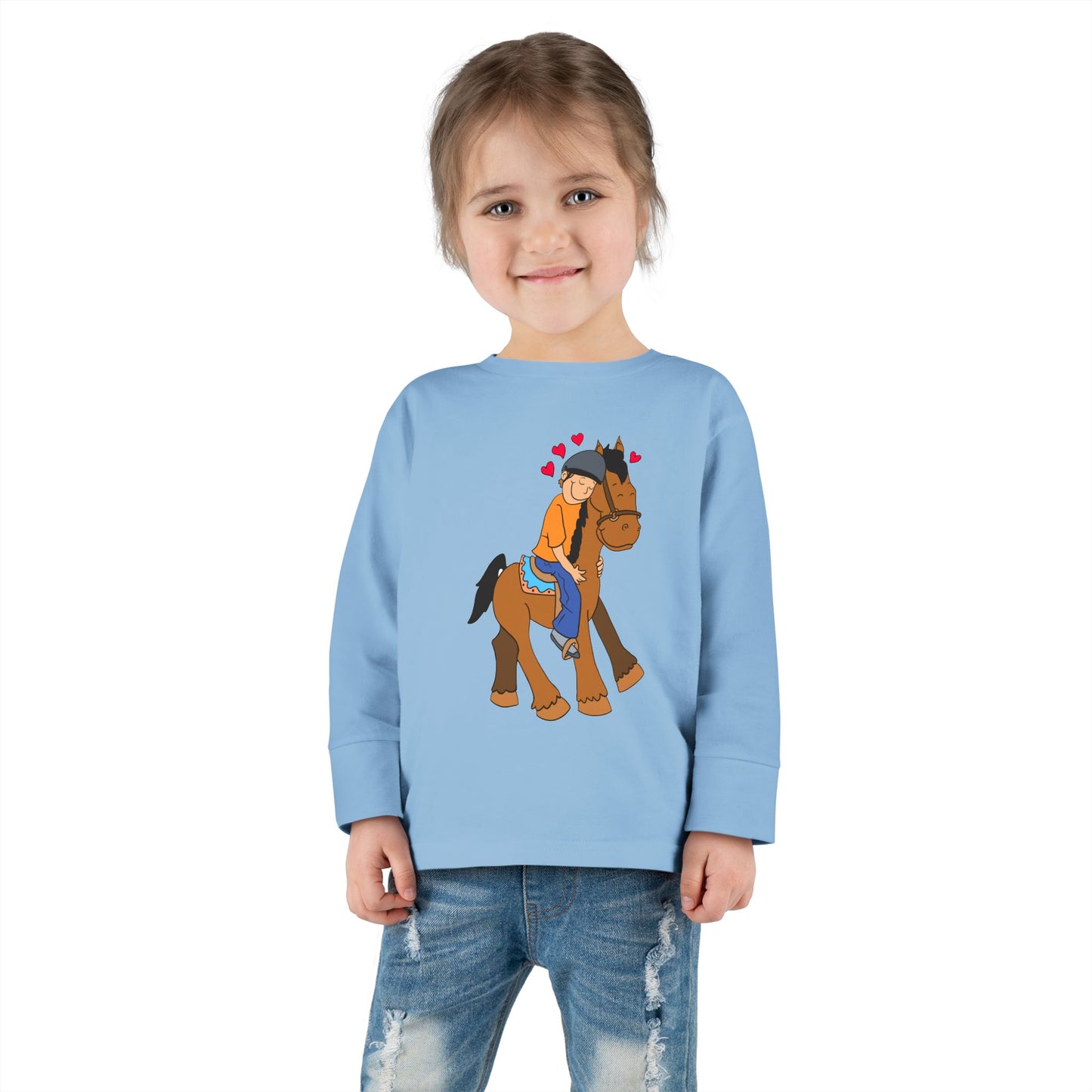 Girl Riding Horse Toddler Long Sleeve Tee | Kids Equestrian Shirt
