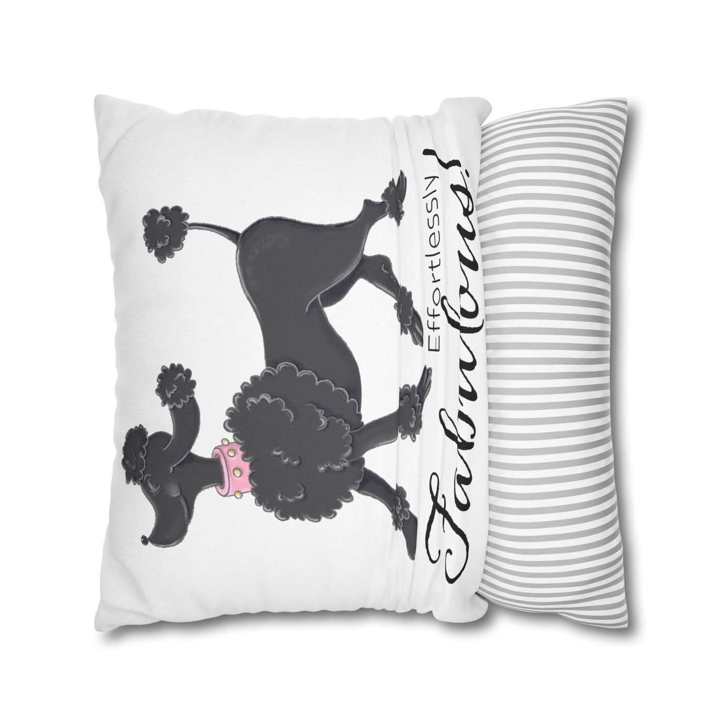 Effortlessly Fabulous Black Poodle Pillowcase | Square Throw Pillowcase