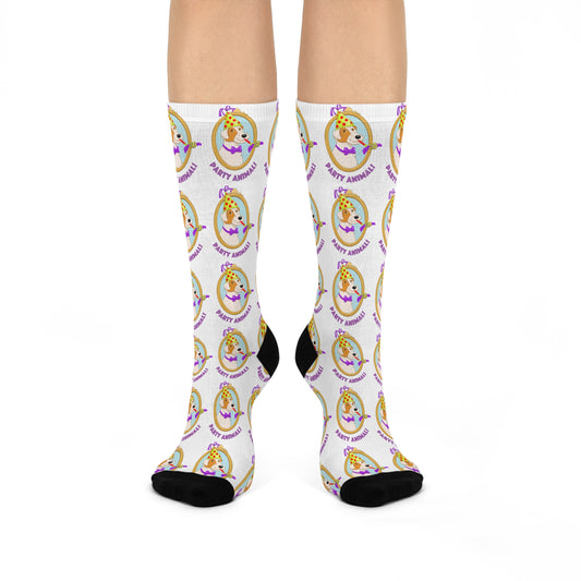 Party Animal Cushioned Crew Socks | Cute Party Puppy Pattern