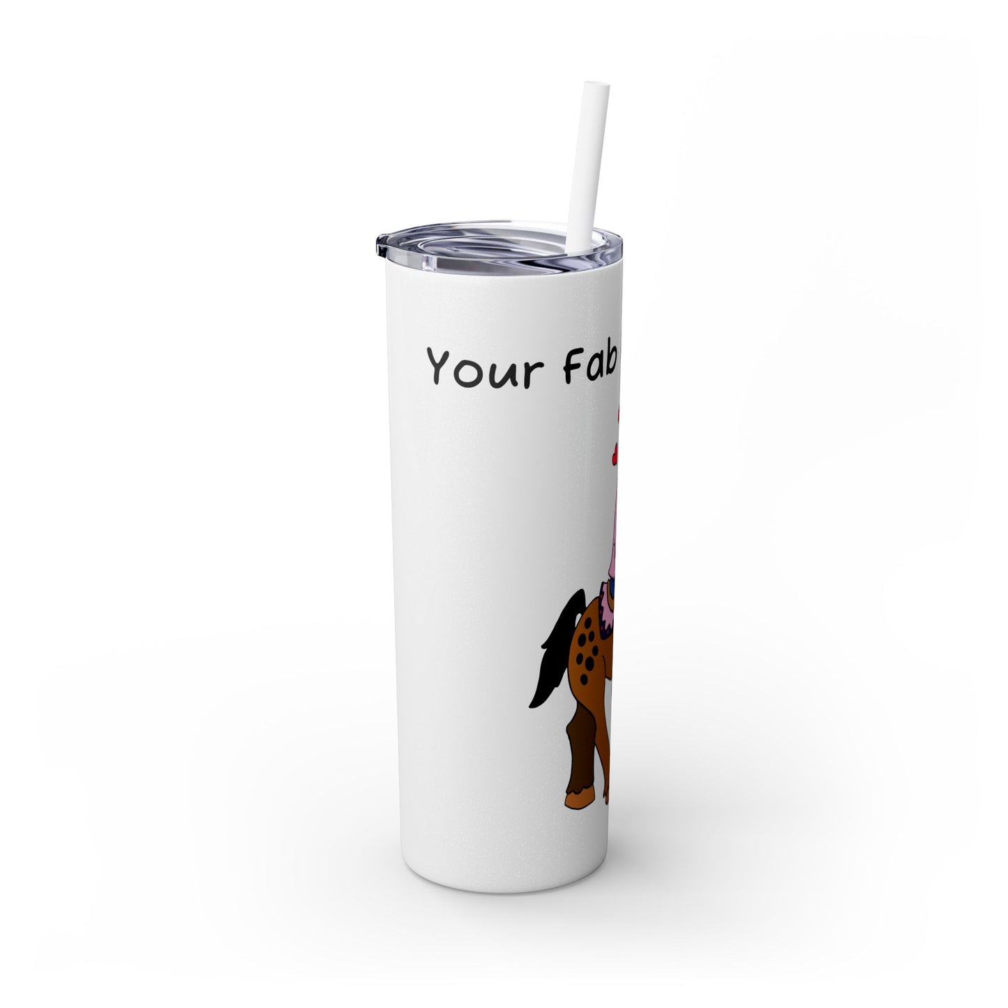 Girl Riding Horse Skinny Tumbler | 20oz Straw Travel Cup