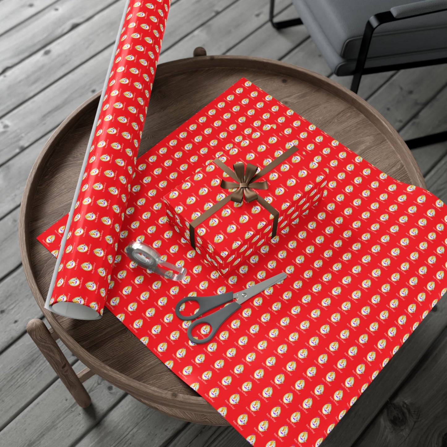 Terrier Dog Faces Gift Wrap | Birthday Wrapping Paper, Red Dog Pattern