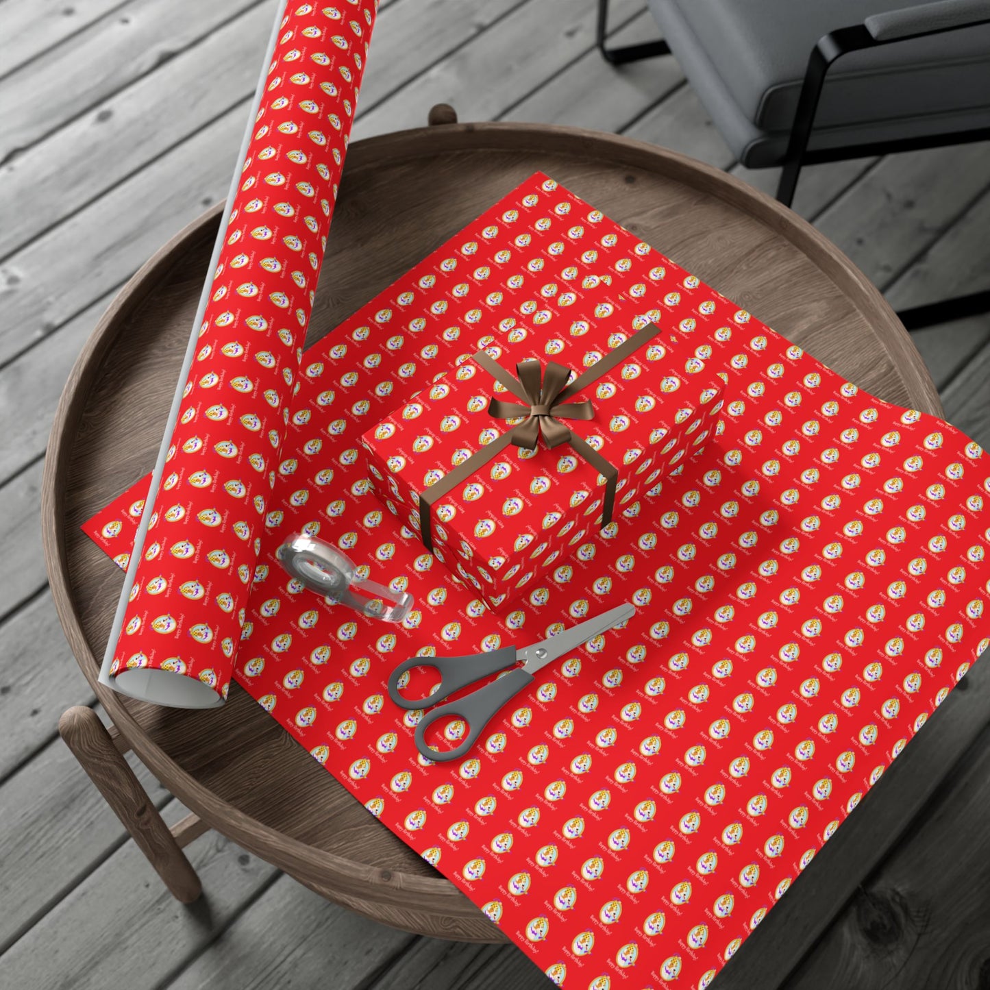 Terrier Dog Faces Gift Wrap | Birthday Wrapping Paper, Red Dog Pattern