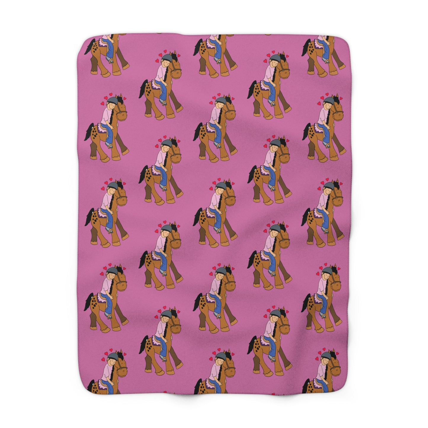 Pony Pattern Sherpa Blanket | Cute Horse Heart Print Throw