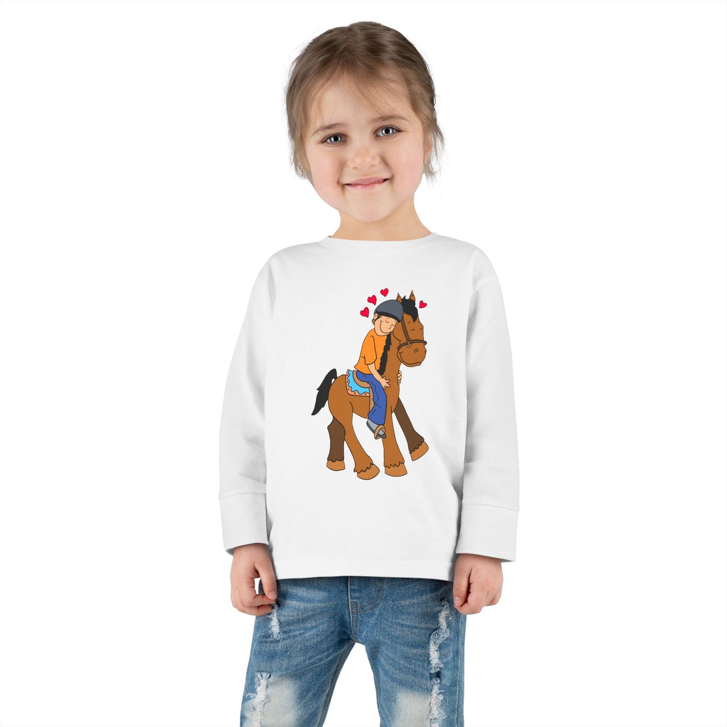 Girl Riding Horse Toddler Long Sleeve Tee | Kids Equestrian Shirt