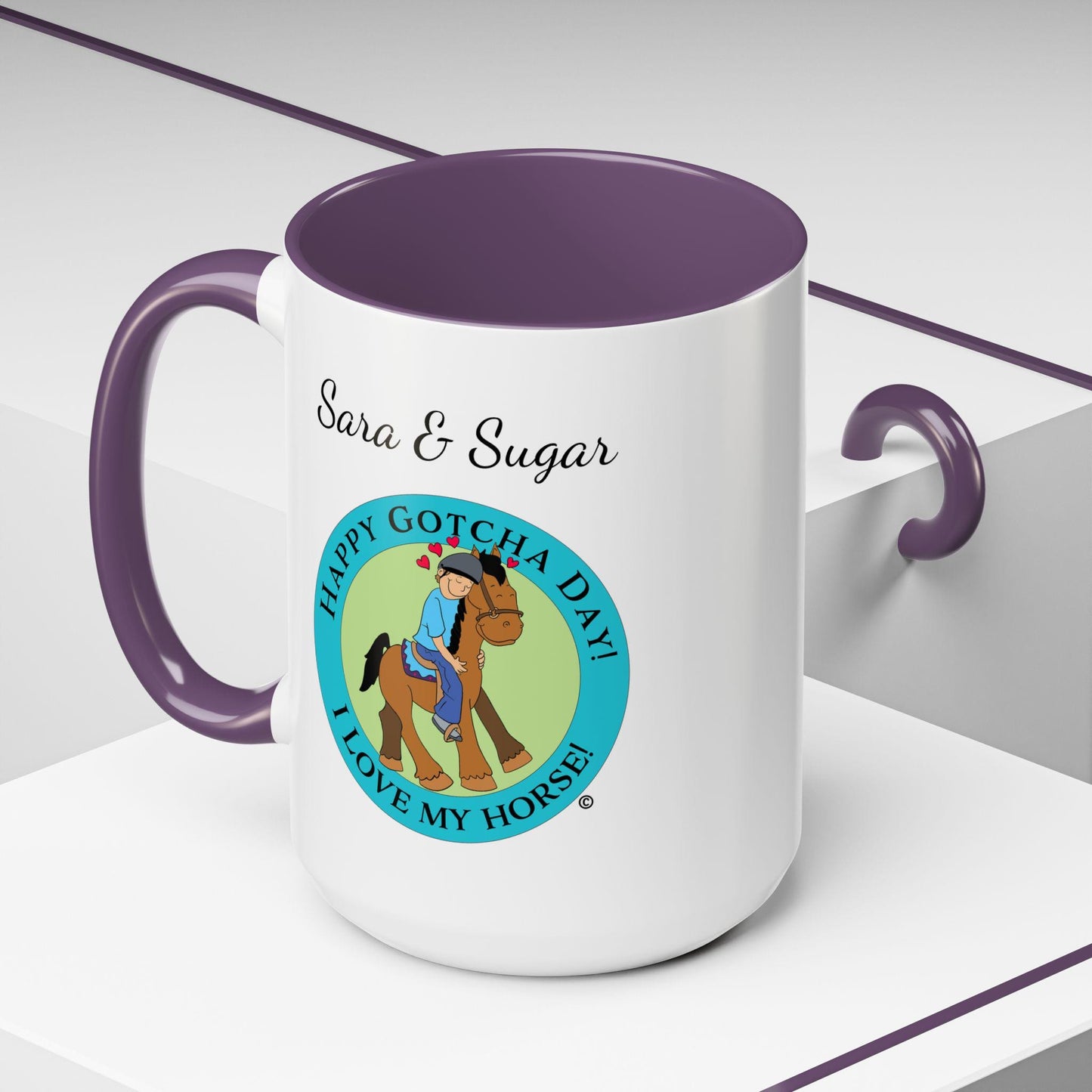 Coffee Mug, Horse Hugs, I Love My Horse, Personalizable, Happy Gotcha Day, Equestrian Mug, Horse Lover Gift, Horse Owner Gift, Custom Horse
