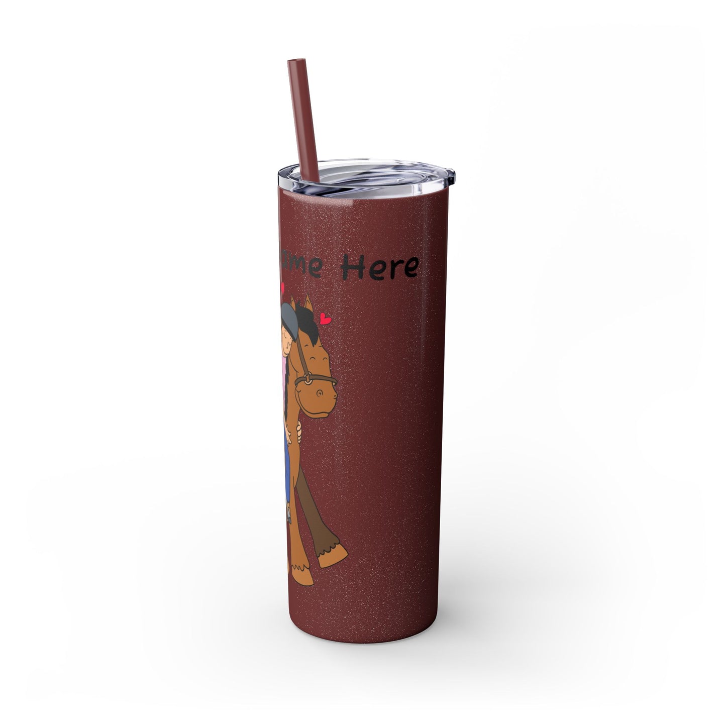 Girl Riding Horse Skinny Tumbler | 20oz Straw Travel Cup