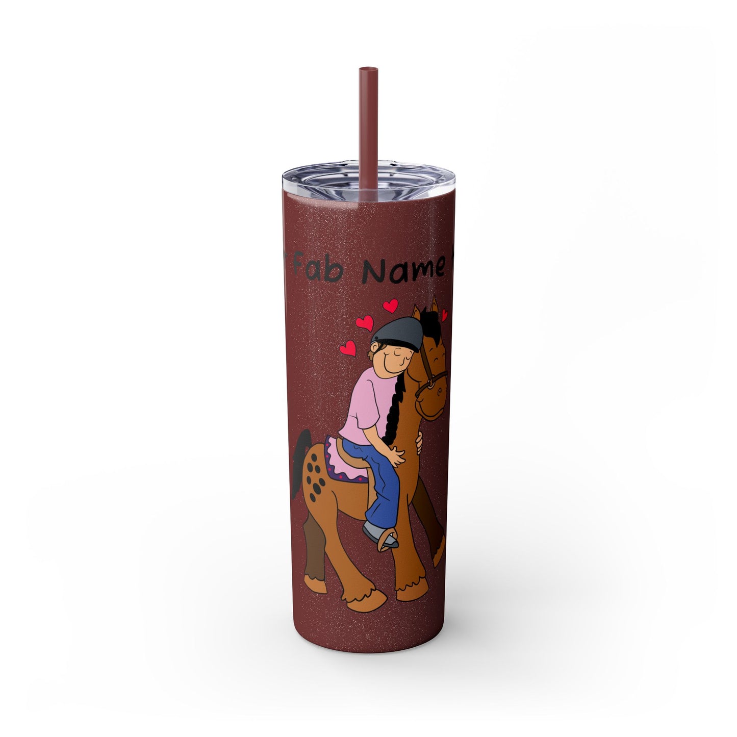 Girl Riding Horse Skinny Tumbler | 20oz Straw Travel Cup