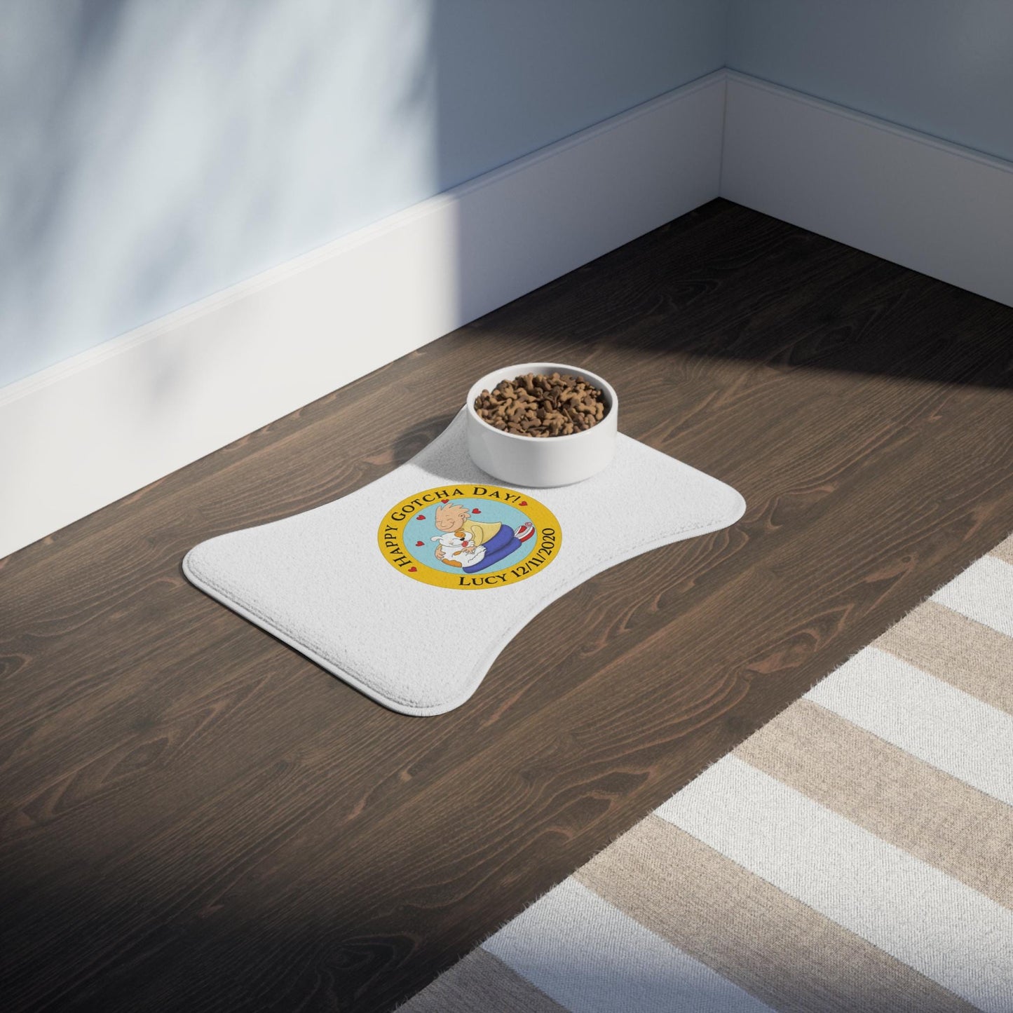 Personalized Pet Feeding Mat, Dog Gotcha Day Design, Name and Adoption Date, Dog Food Mat, Pet Placemat, Custom Dog Mat, Puppy Dish Mat