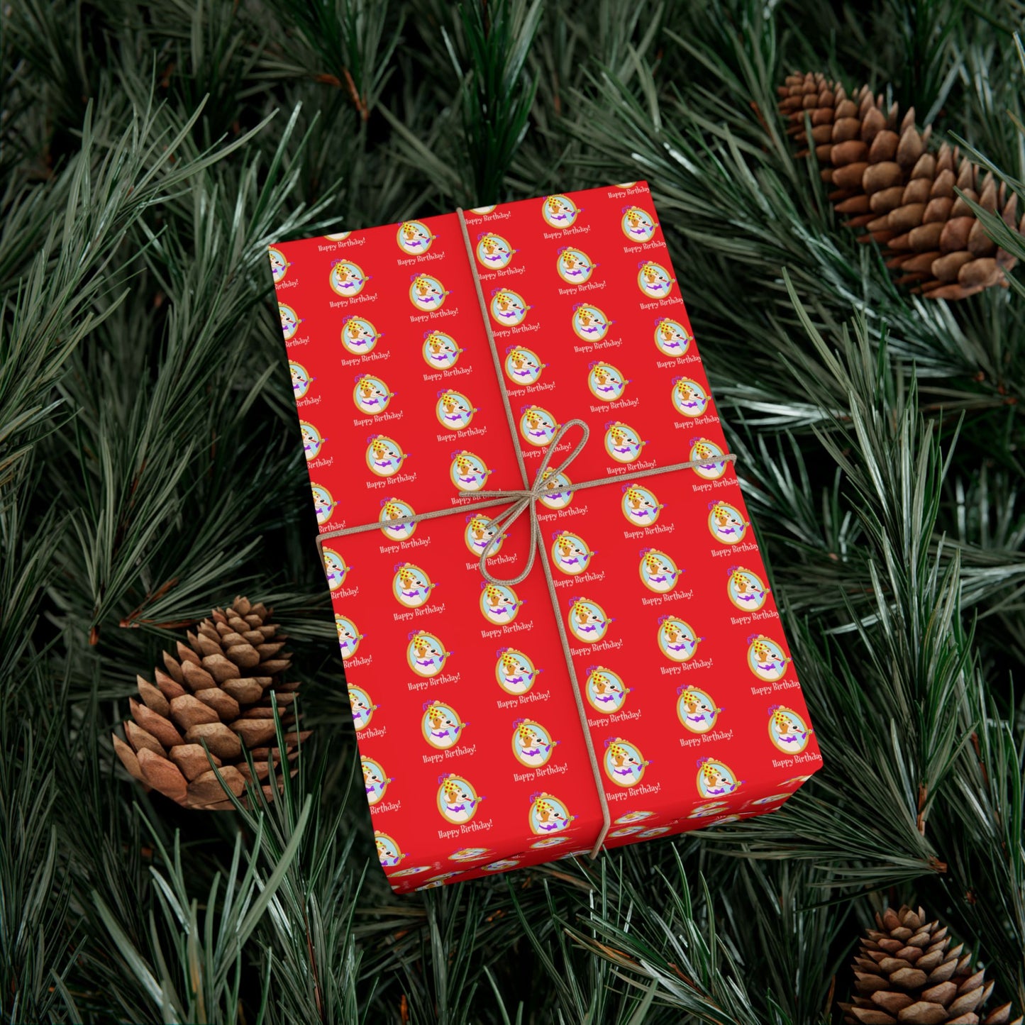 Terrier Dog Faces Gift Wrap | Birthday Wrapping Paper, Red Dog Pattern