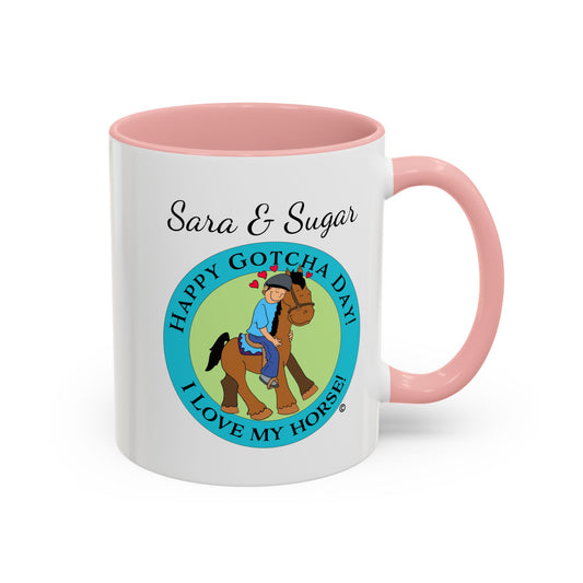 Coffee Mug, Horse Hugs, I Love My Horse, Personalizable, Happy Gotcha Day, Equestrian Mug, Horse Lover Gift, Horse Owner Gift, Custom Horse