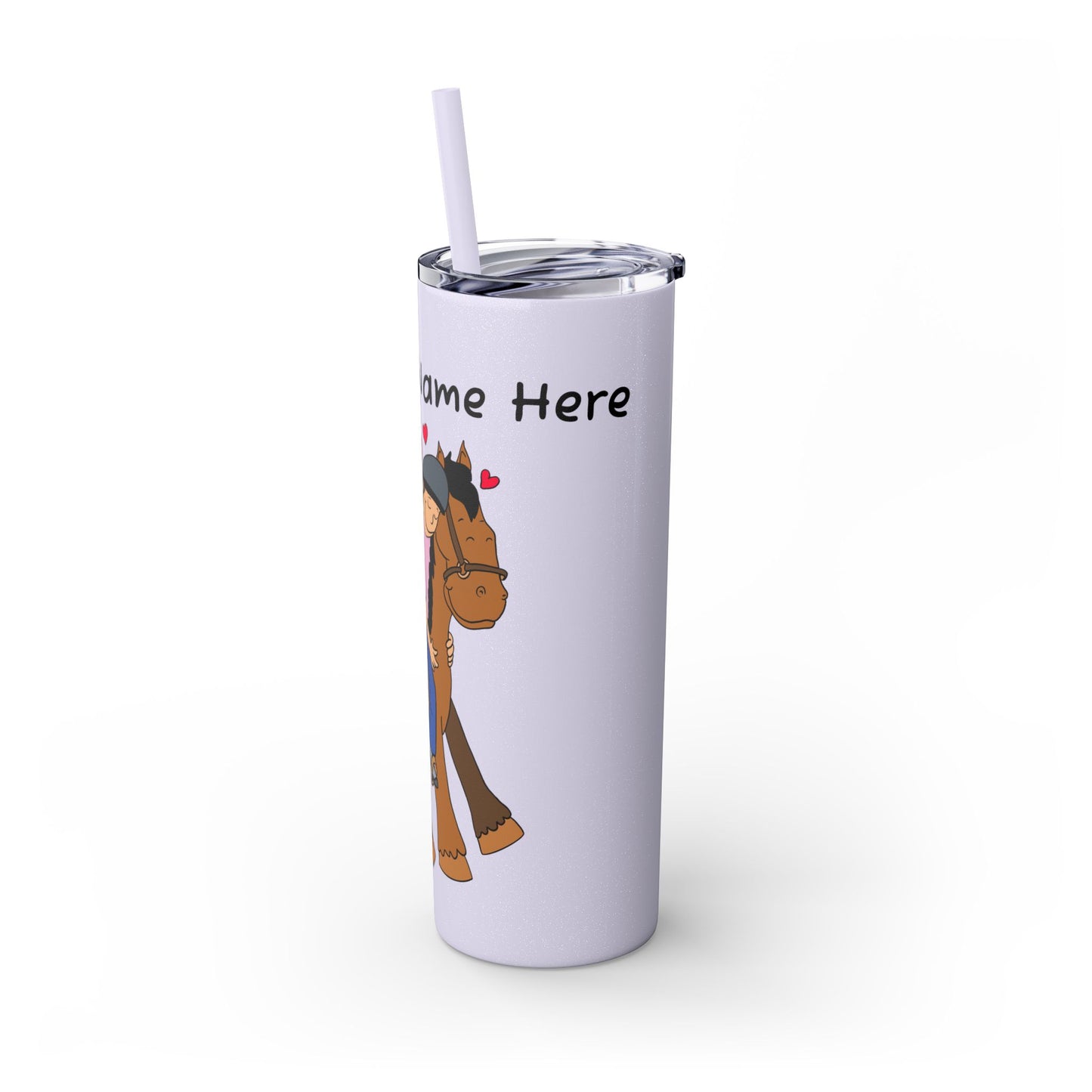 Girl Riding Horse Skinny Tumbler | 20oz Straw Travel Cup