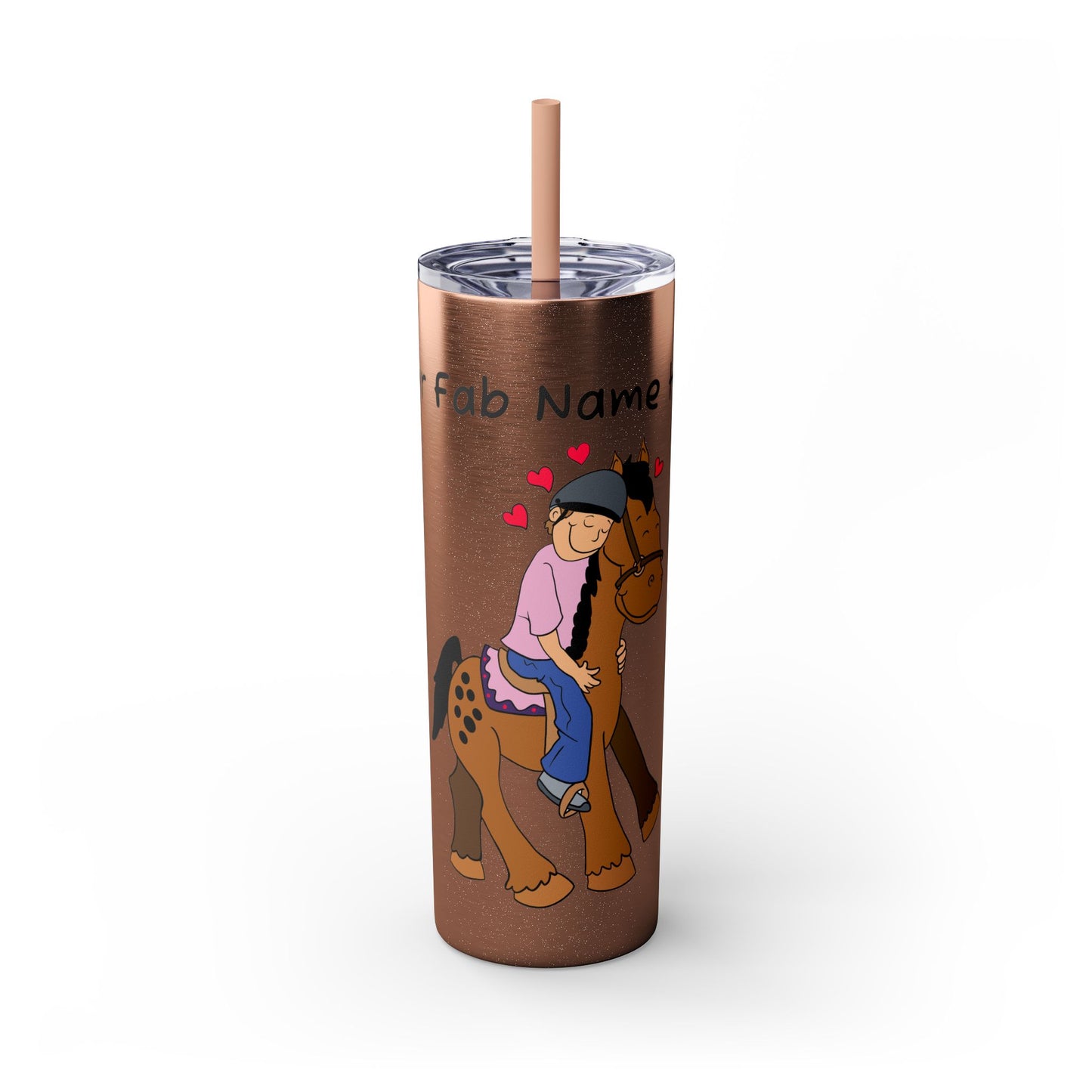 Girl Riding Horse Skinny Tumbler | 20oz Straw Travel Cup