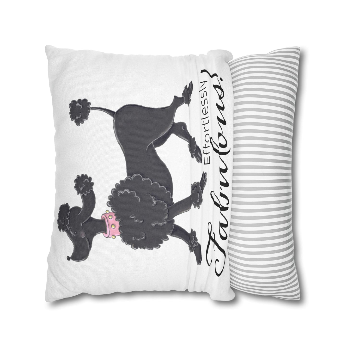 Effortlessly Fabulous Black Poodle Pillowcase | Square Throw Pillowcase