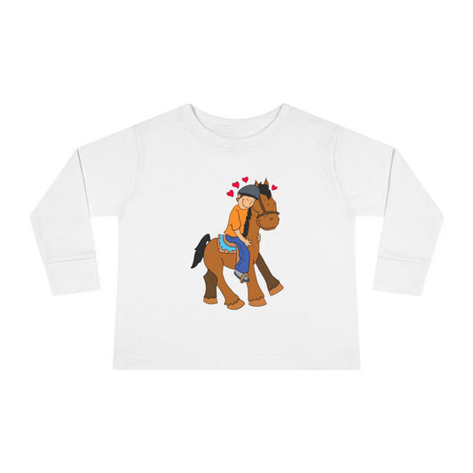 Girl Riding Horse Toddler Long Sleeve Tee | Kids Equestrian Shirt
