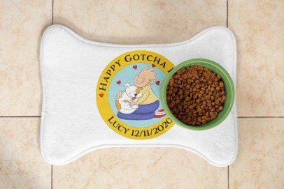 Personalized Pet Feeding Mat, Dog Gotcha Day Design, Name and Adoption Date, Dog Food Mat, Pet Placemat, Custom Dog Mat, Puppy Dish Mat
