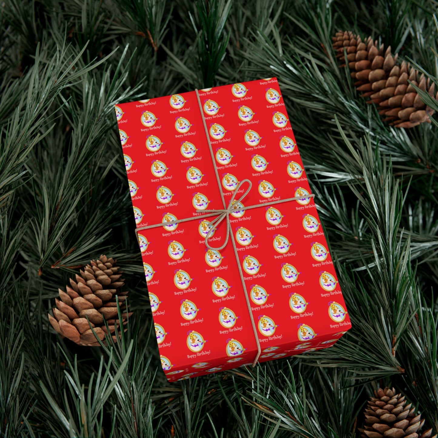 Terrier Dog Faces Gift Wrap | Birthday Wrapping Paper, Red Dog Pattern