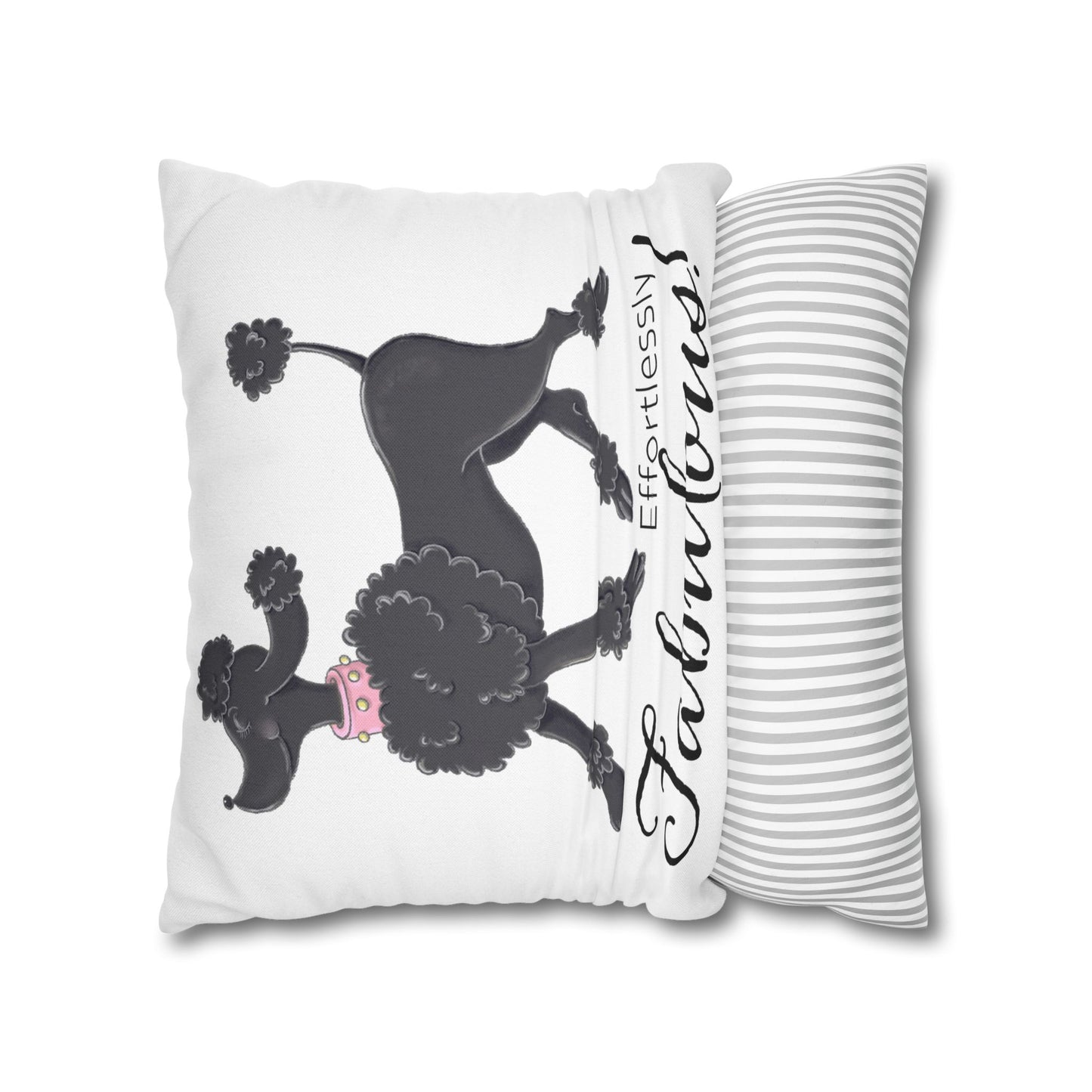 Effortlessly Fabulous Black Poodle Pillowcase | Square Throw Pillowcase