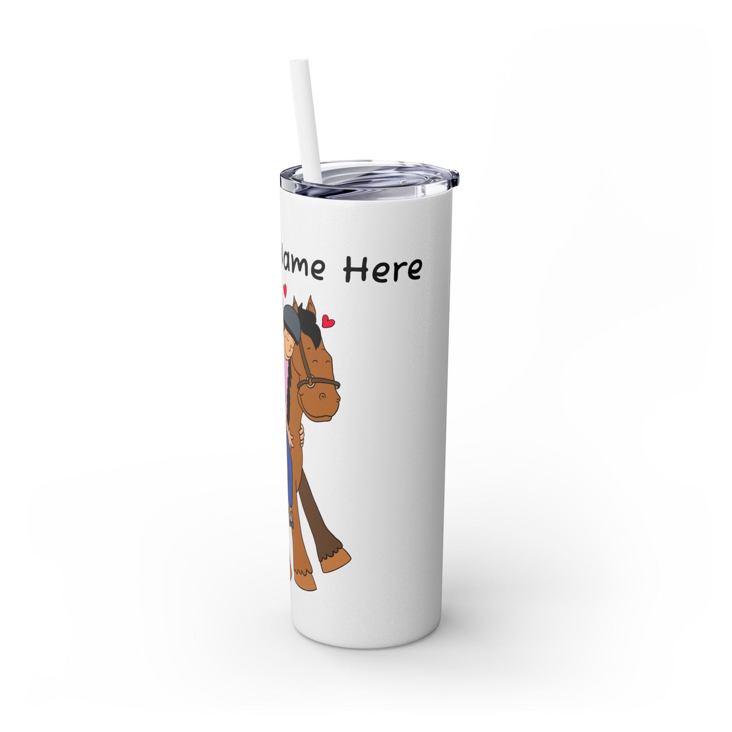 Girl Riding Horse Skinny Tumbler | 20oz Straw Travel Cup