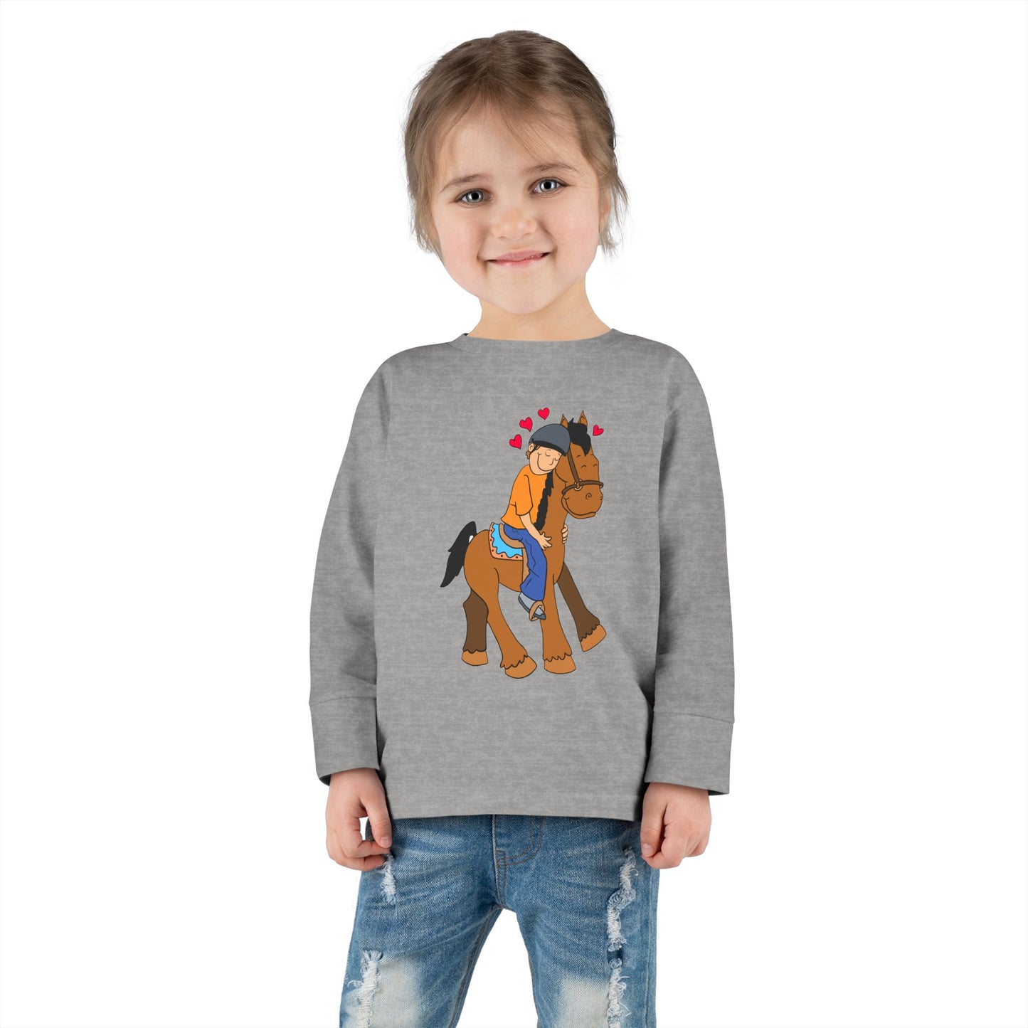 Girl Riding Horse Toddler Long Sleeve Tee | Kids Equestrian Shirt