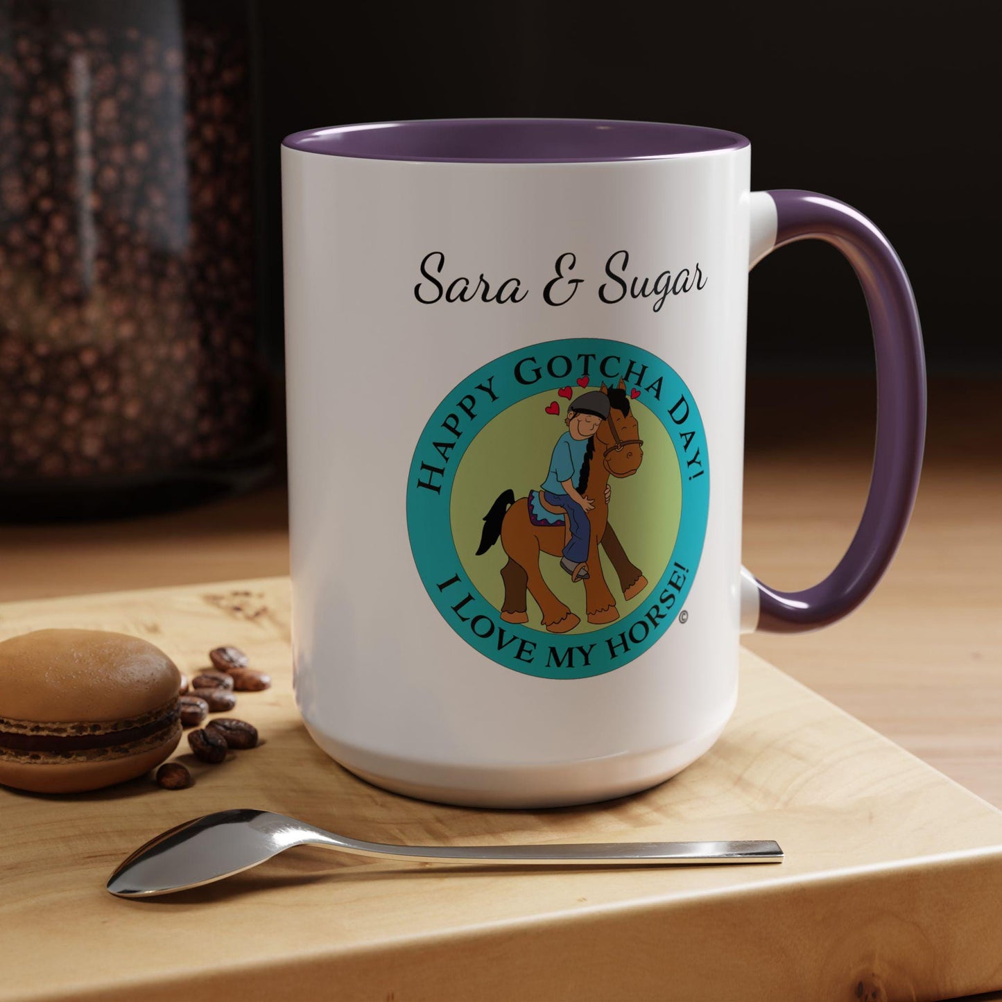 Coffee Mug, Horse Hugs, I Love My Horse, Personalizable, Happy Gotcha Day, Equestrian Mug, Horse Lover Gift, Horse Owner Gift, Custom Horse