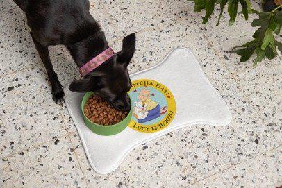 Personalized Pet Feeding Mat, Dog Gotcha Day Design, Name and Adoption Date, Dog Food Mat, Pet Placemat, Custom Dog Mat, Puppy Dish Mat