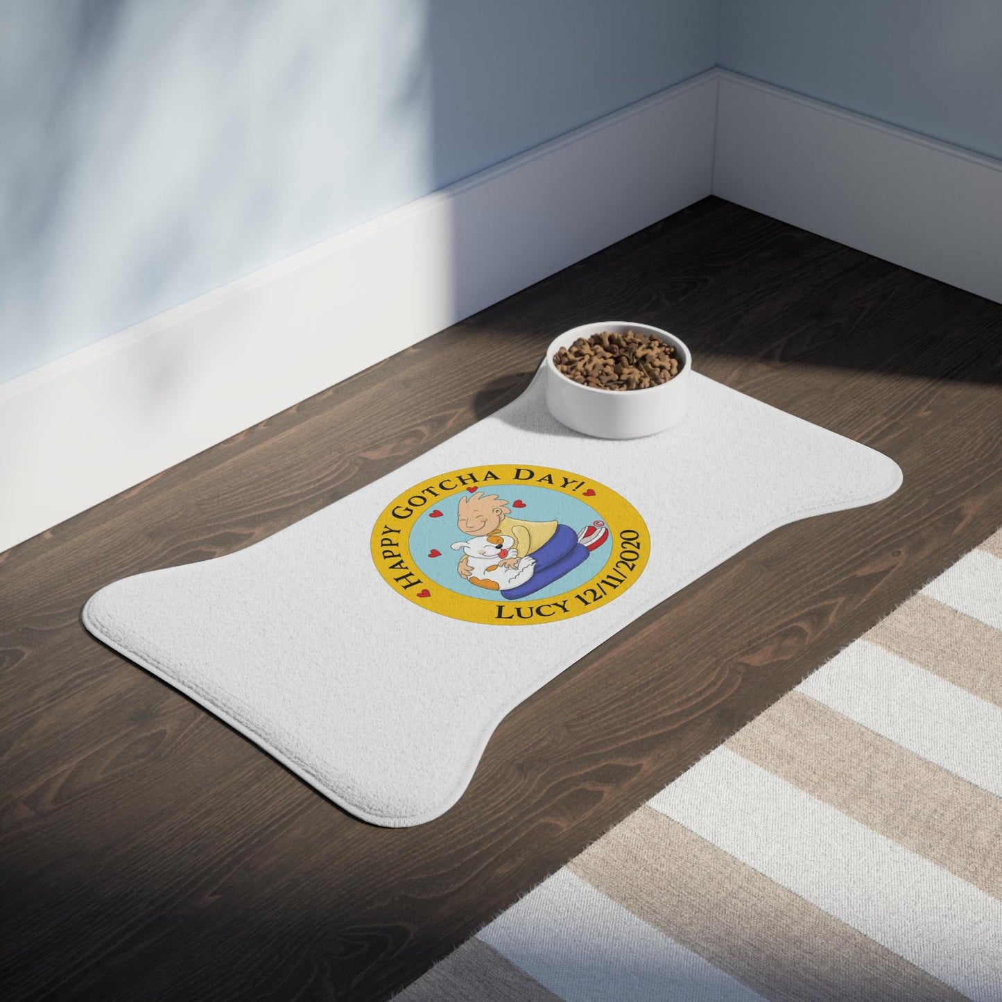 Personalized Pet Feeding Mat, Dog Gotcha Day Design, Name and Adoption Date, Dog Food Mat, Pet Placemat, Custom Dog Mat, Puppy Dish Mat